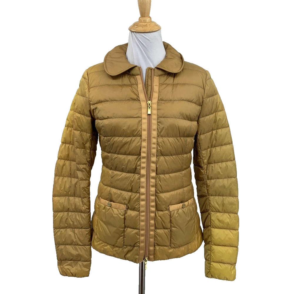 Geox Jacket Womens 8 Mustard Respira Full Zip Down Filled Puffer Detach Collar